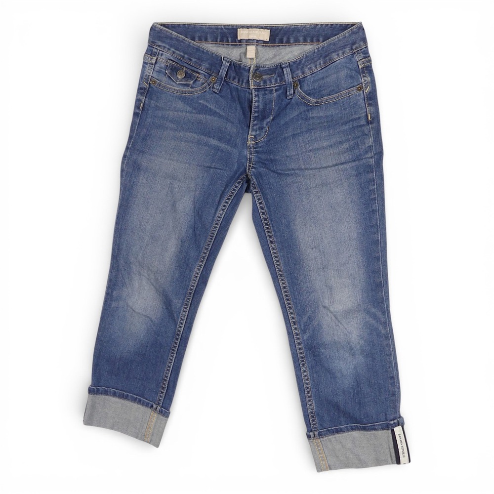 Banana Republic Capri Jeans Womens 2/26 Petite Blue Excellent Stretch Cuffed